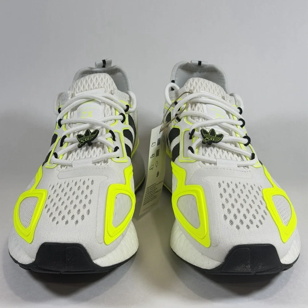 Adidas Size-7 ZX‎ 2K Boost J White & Volt Athletic Training Shoes NEW